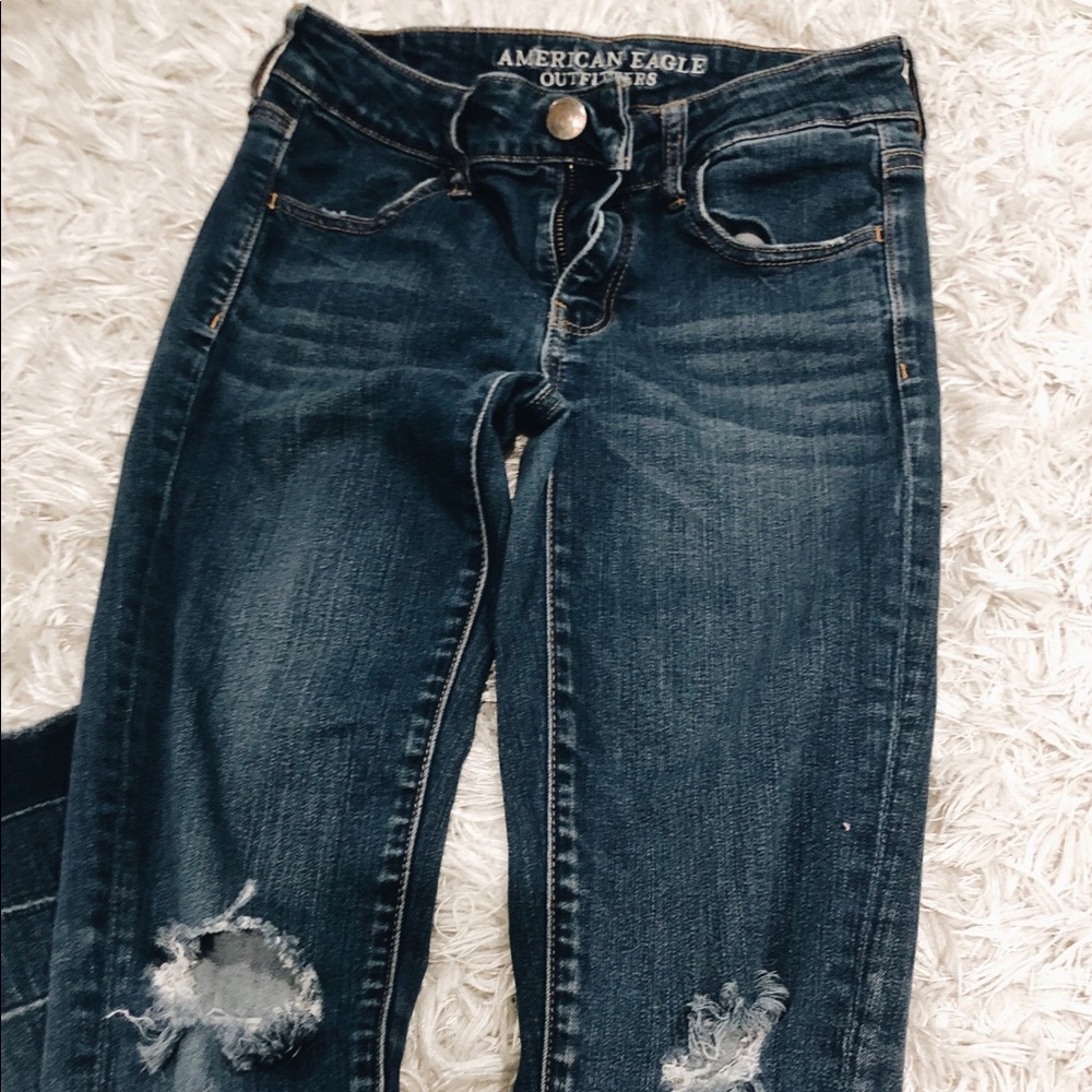 Ripped Dark Was AE Jeans